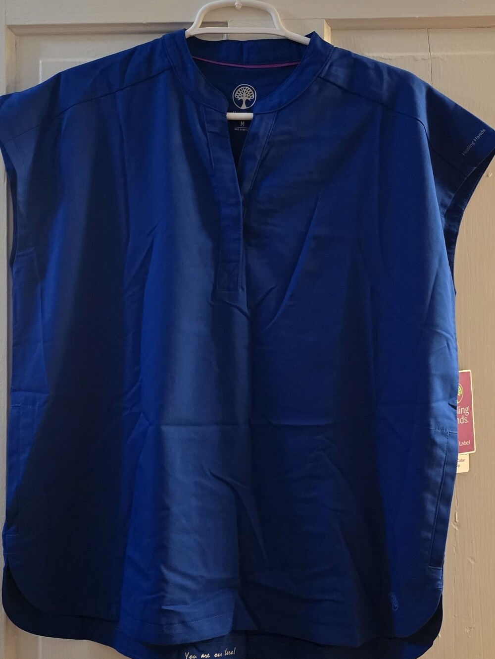healing hands Women's Royal Blue Short Sleeve Scrub Top